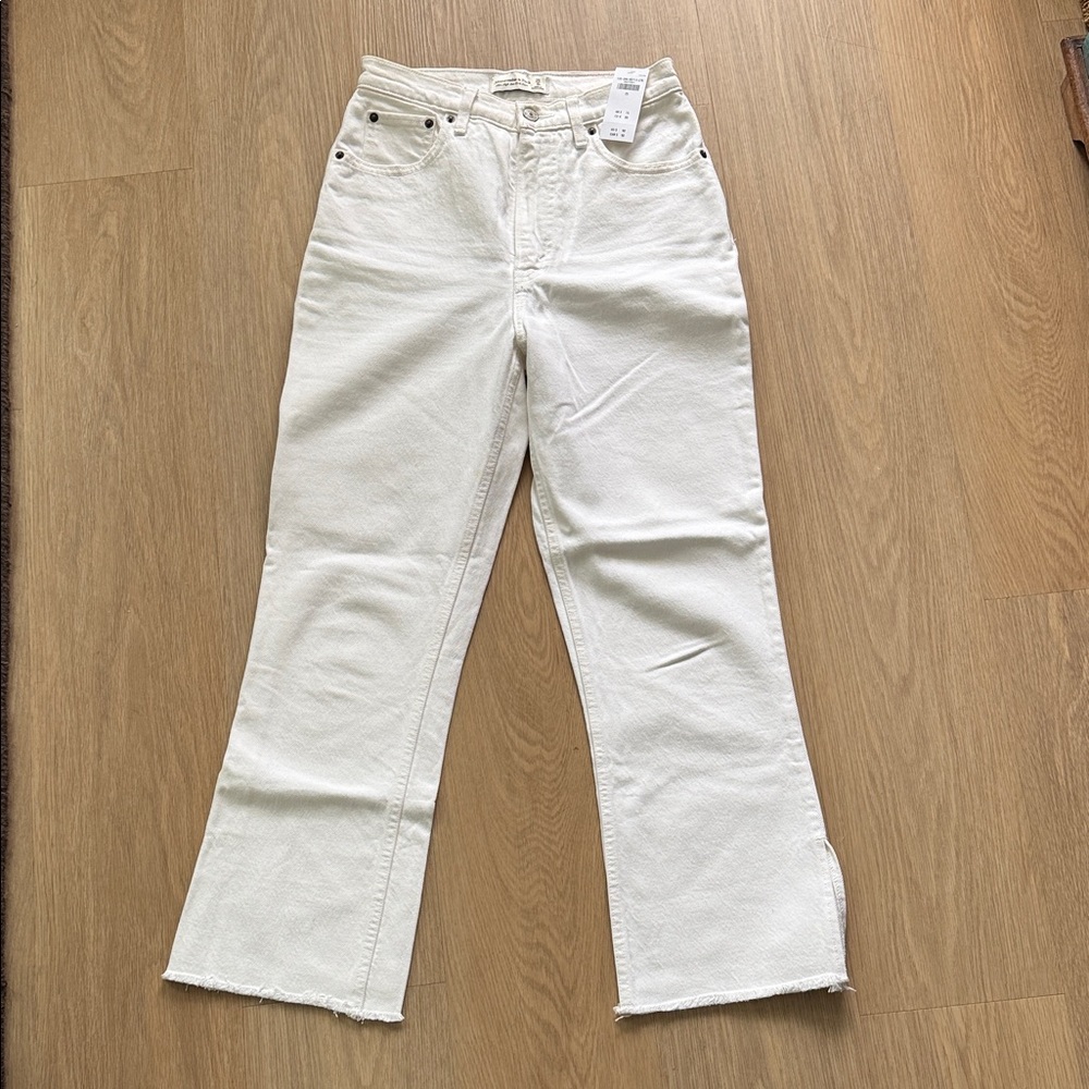 Abercrombie & Fitch White Ultra High Rise Kick Flare Jeans